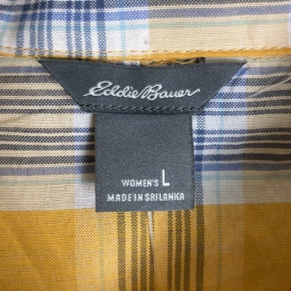 Eddie Bauer Women’s Plaid Tie-Front Blouse Size Large - Picture 2 of 5